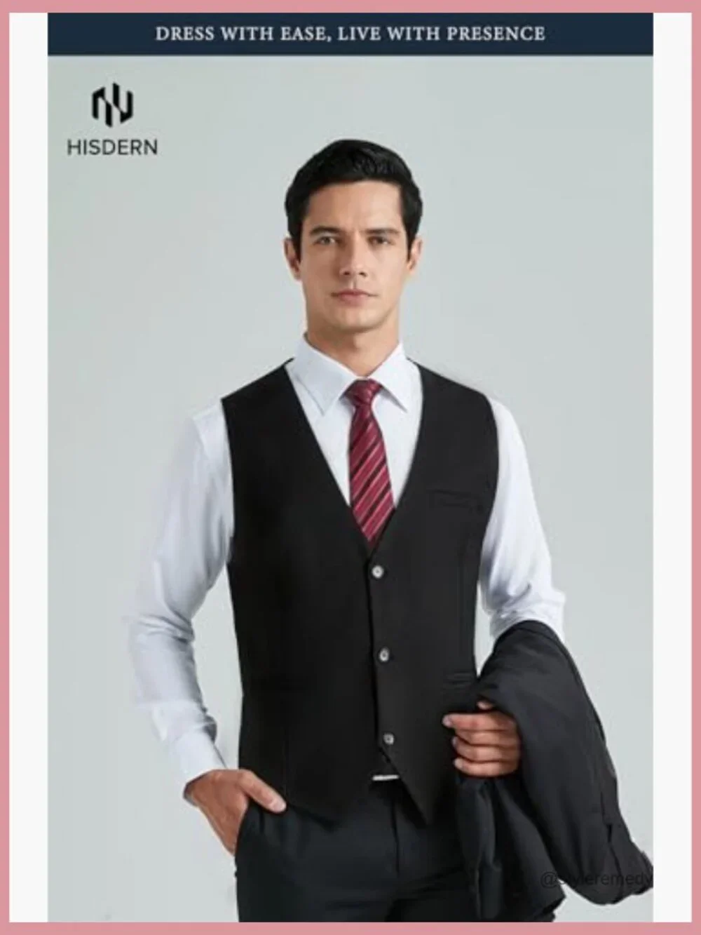 Polyester Rayon Men's Dress Vest V-Neck Adjustable Waistcoat Formal